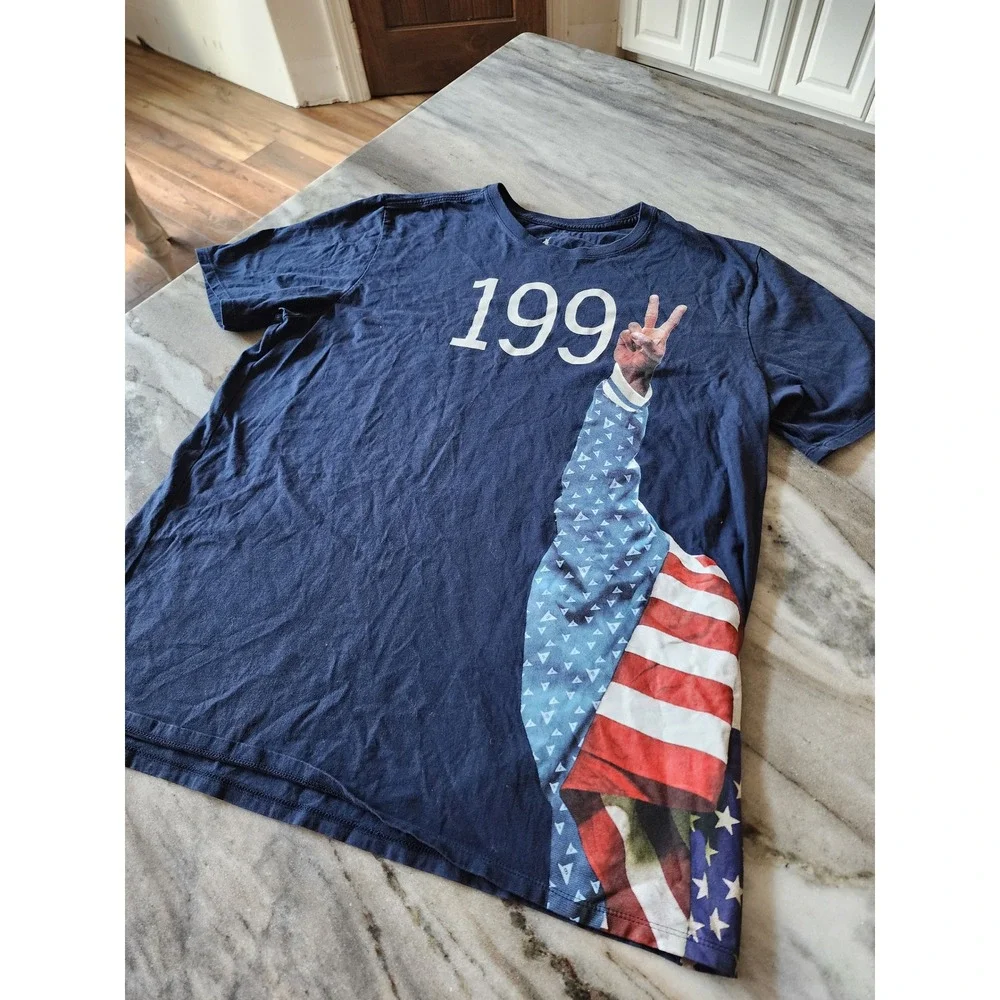 Jordan Mens Navy Blue 1992 Dream Team American Flag Graphic T-Shirt XL